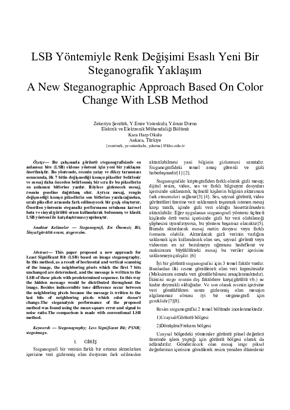 (PDF) A New Steganographic Approach Based On Color Change With LSB Method