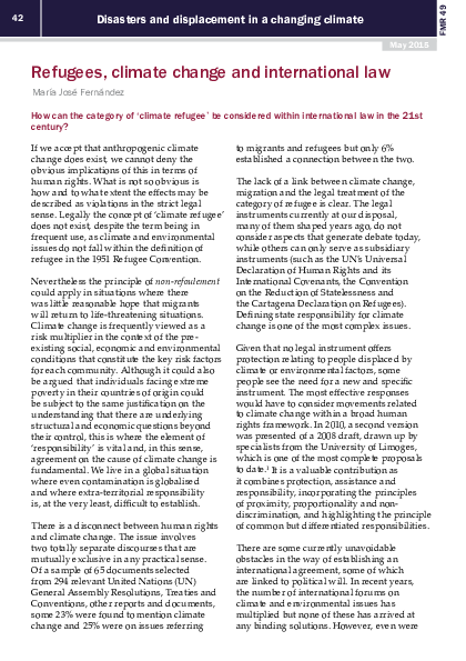 (PDF) Refugees, climate change and international law