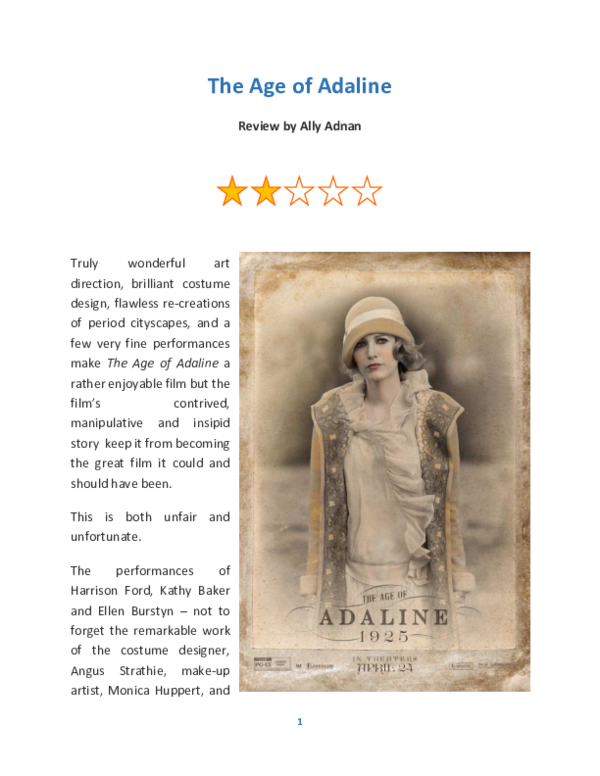 Film Review The Age of Adaline