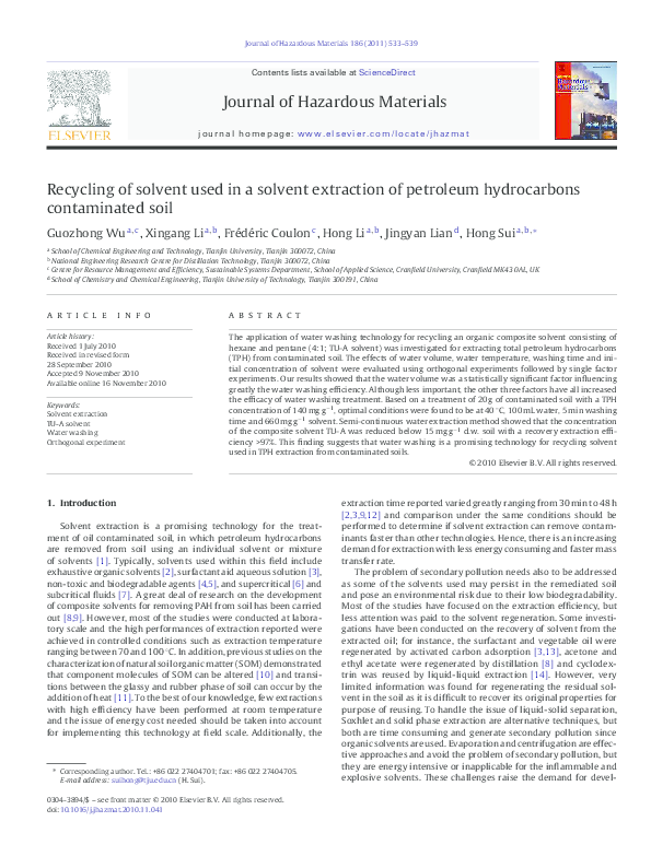 (PDF) Recycling of solvent used in a solvent extraction of petroleum ...