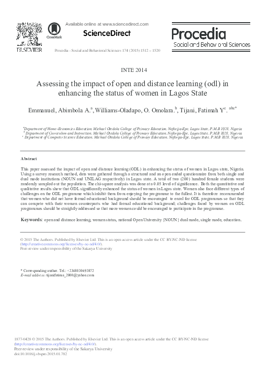 (PDF) A ssessing the impact of open and distance lear ning (odl) in ...