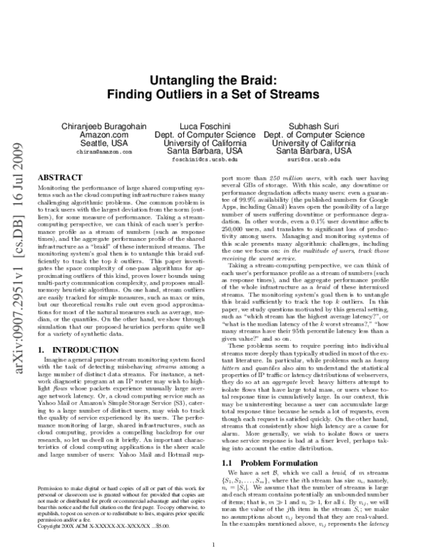 Untangling the Braid: Finding Outliers in a Set of Streams