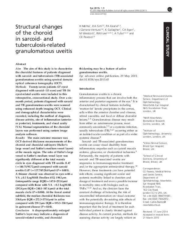 (PDF) Structural changes of the choroid in sarcoid- and tuberculosis ...
