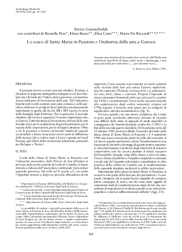 (PDF) 245) GIANNICHEDDA E., Lo scavo di Santa Maria in Passione e l