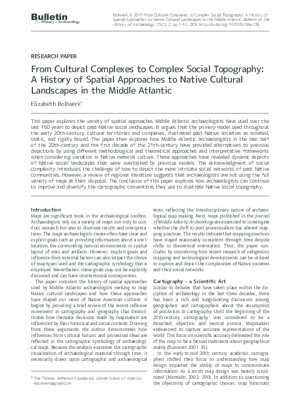 (PDF) From Cultural Complexes to Complex Social Topography: A History ...