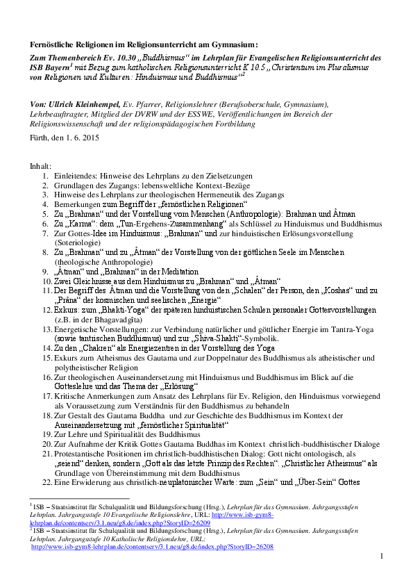 Pdf Fernostliche Religionen Im Religionsunterricht Hinduismus Yoga Und Buddhismus Ullrich R Kleinhempel Academia Edu