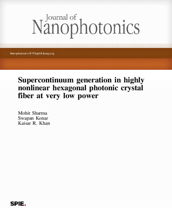 (PDF) Supercontinuum Generation in Highly Nonlinear Hexagonal Photonic ...
