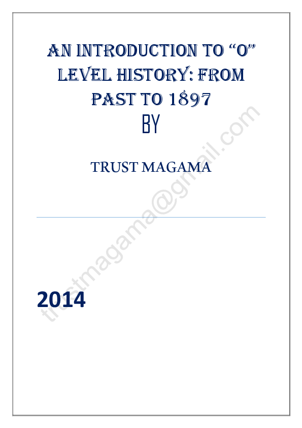 (PDF) O level study guide for Zimbabwean history upto 1897 trust