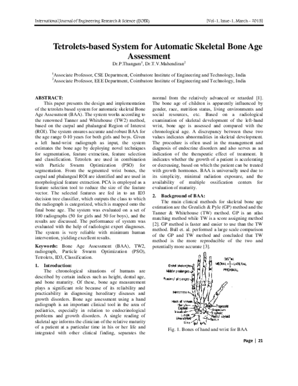 Tetrolets-based System for Automatic Skeletal Bone Age Assessment