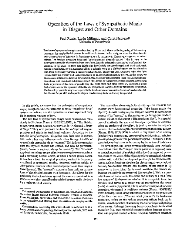 (PDF) Operation of the laws of synthetic magic in disgust and other domains