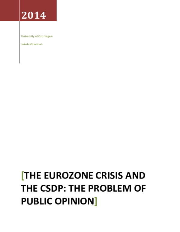 (PDF) The Eurozone Crisis and The CSDP: The Problem Of Public Opinion