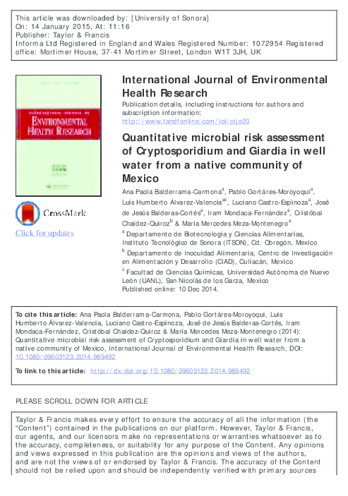 (PDF) Quantitative microbial risk assessment of Cryptosporidium and ...