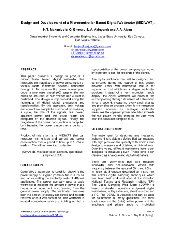 (PDF) Design and Development of a Microcontroller Based Digital ...