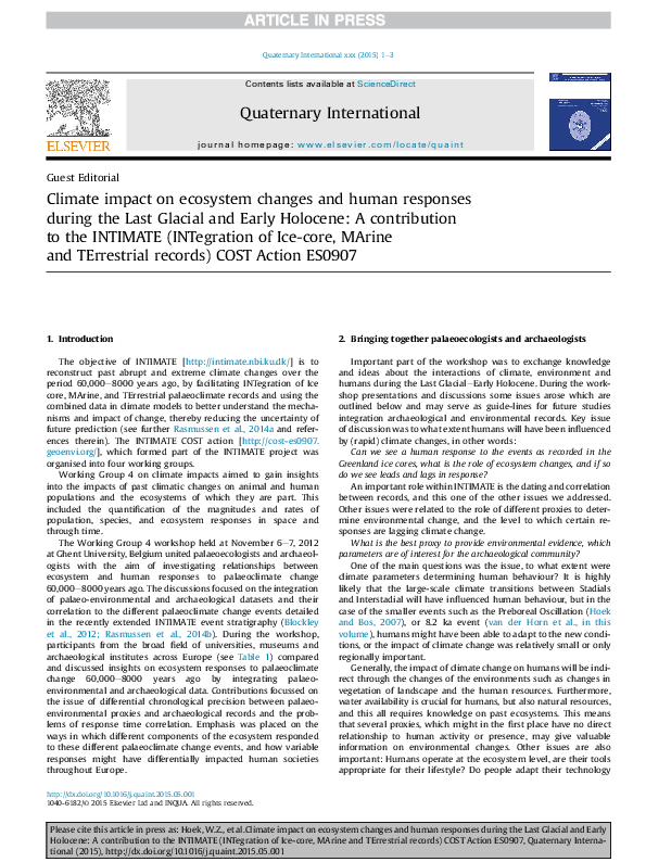 (PDF) Climate impact on ecosystem changes and human responses during ...