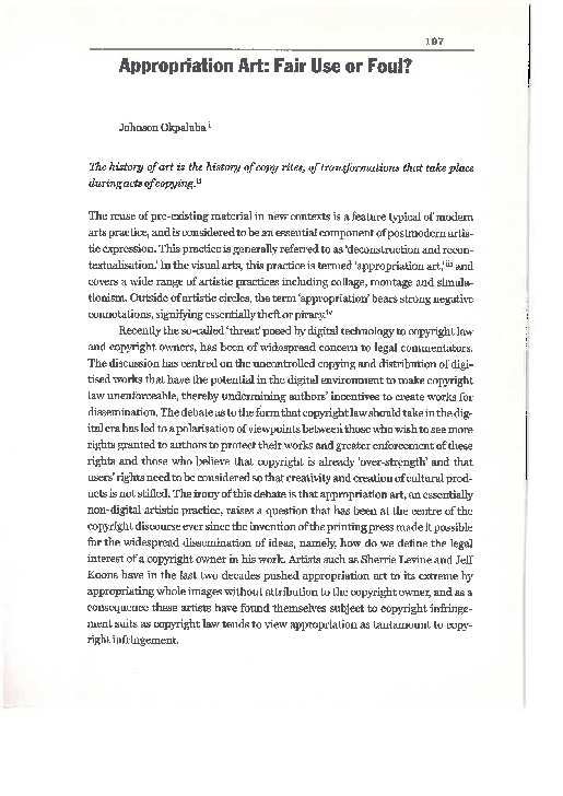 Positive effects of appropriation art picture