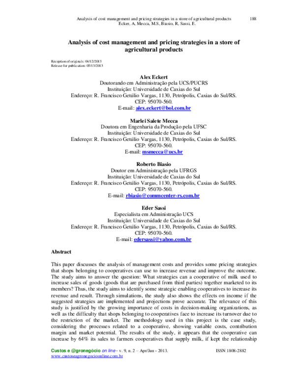 (PDF) Analysis of cost management and pricing strategies in a store of ...