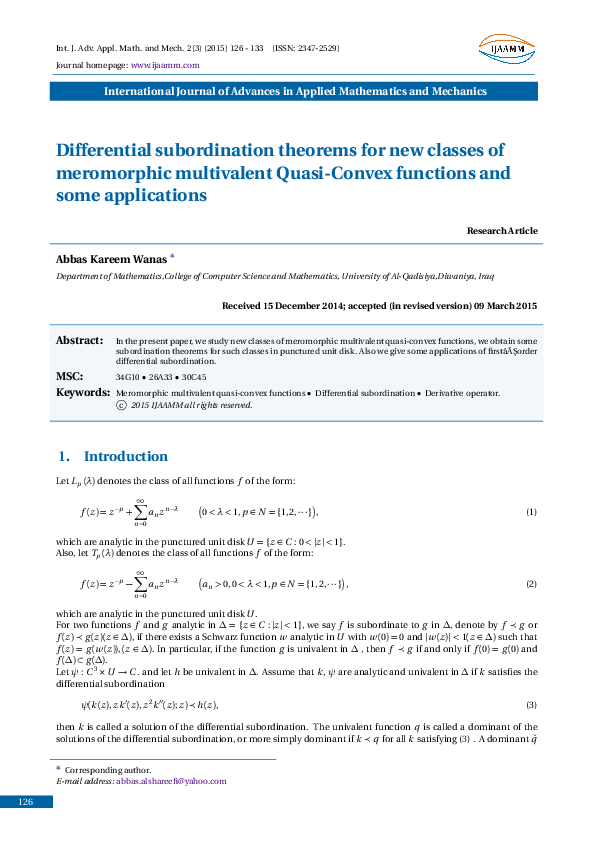 differential-subordination-theorems-for-new-classes-of-meromorphic