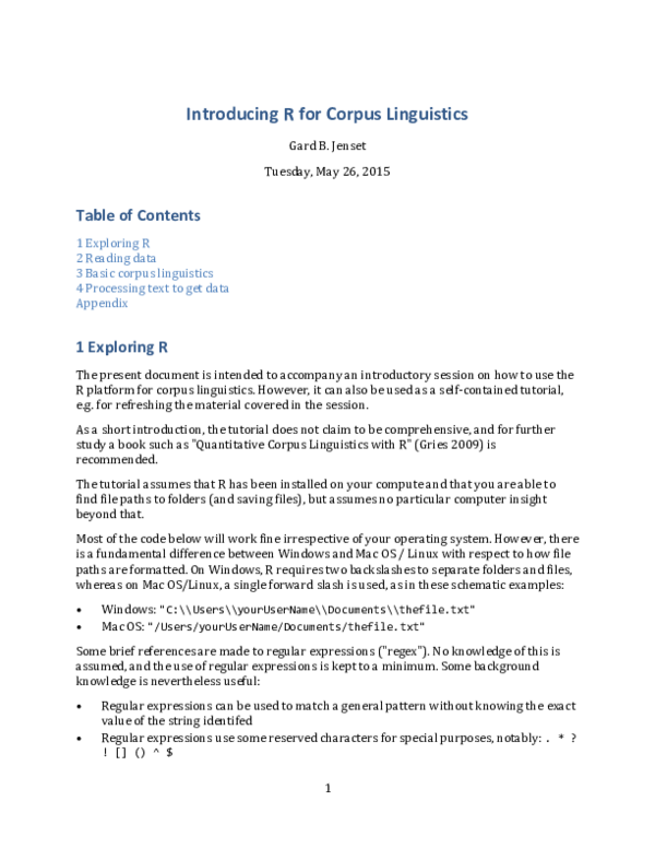 (PDF) Using R for Corpus Linguistics