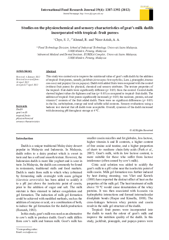 (PDF) Studies on the physicochemical and sensory characteristics of ...