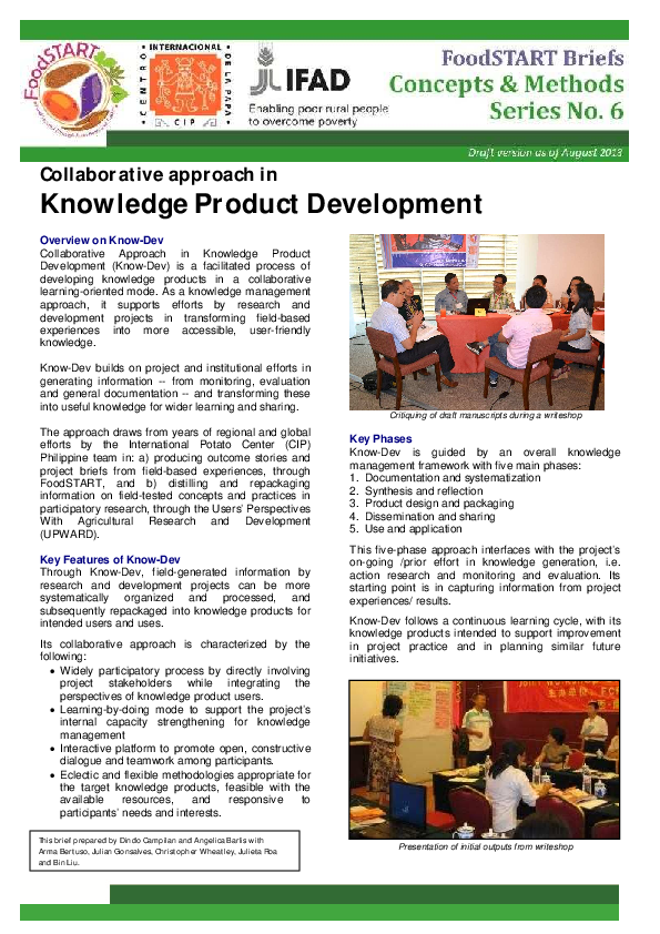 (PDF) Collaborative approach in knowledge product development
