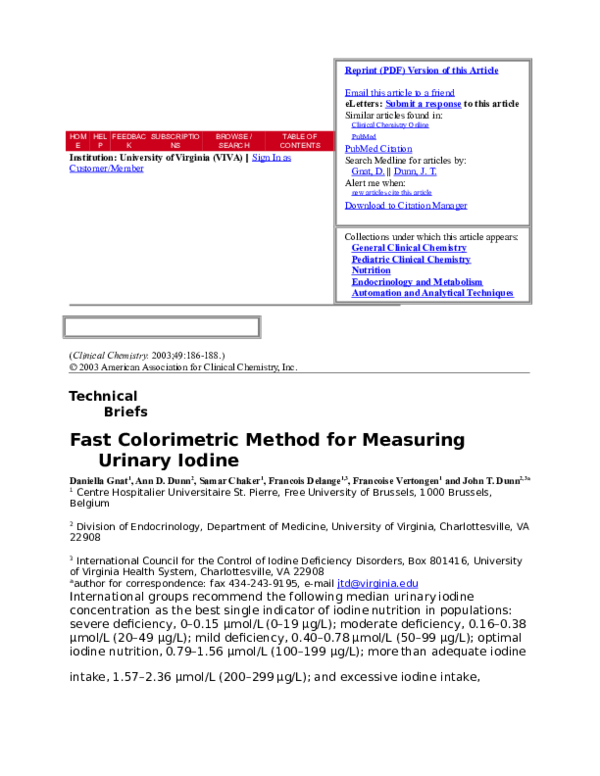 (DOC) Fast colorimetric method for measuring urinary iodine Gnat