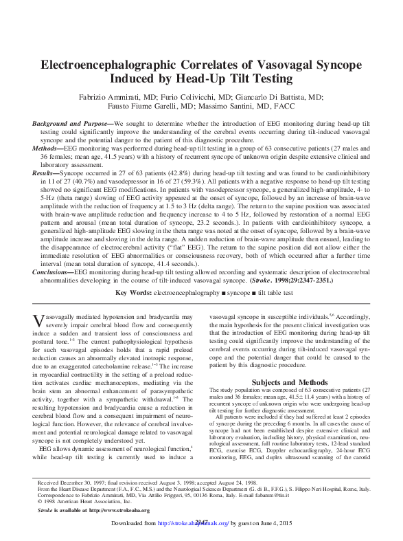 Vasovagal episode patient handout picture