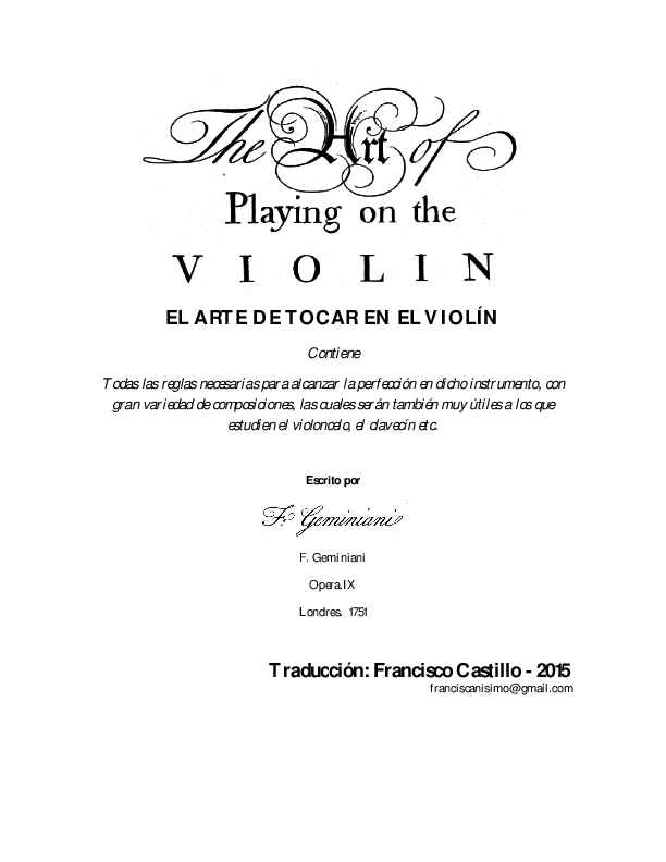 (PDF) F. Geminiani. El Arte de Tocar el Violín (traducción) Francisco