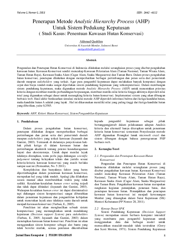 Penerapan Metode Analytic Hierarchy Process Ahp Untuk Sistem Pedukung Penerapan Metode Analytic Hierarchy Process Ahp Untuk Sistem Pedukung