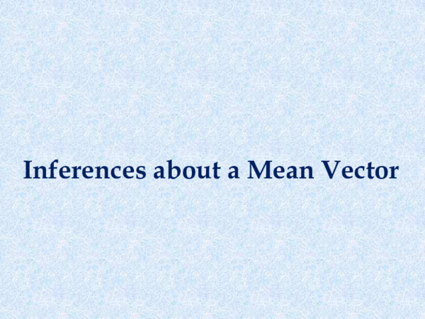 (PDF) Inferences about a Mean Vector
