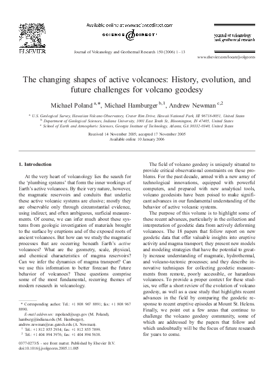 (PDF) The changing shapes of active volcanoes: History, evolution, and ...