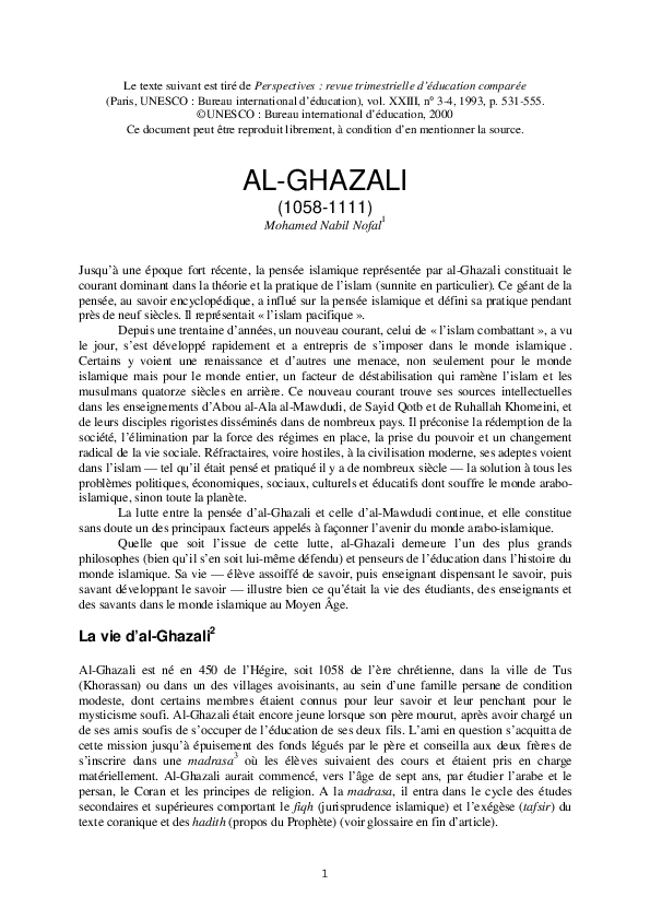 Pdf Al Ghazali 1058 1111 Rabei Adel Academia Edu