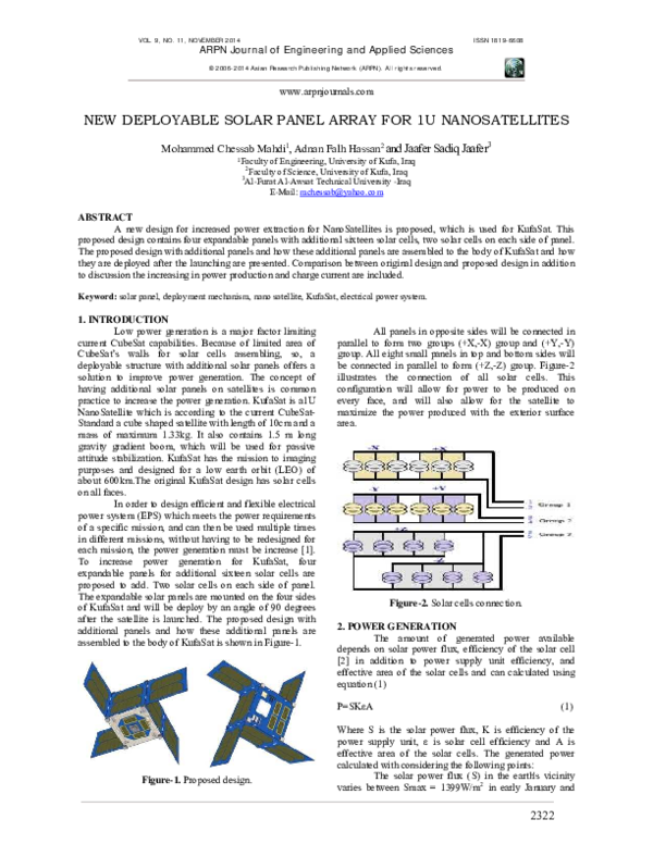 (PDF) New Deployable Solar Panel Array for 1U Nano Satellites