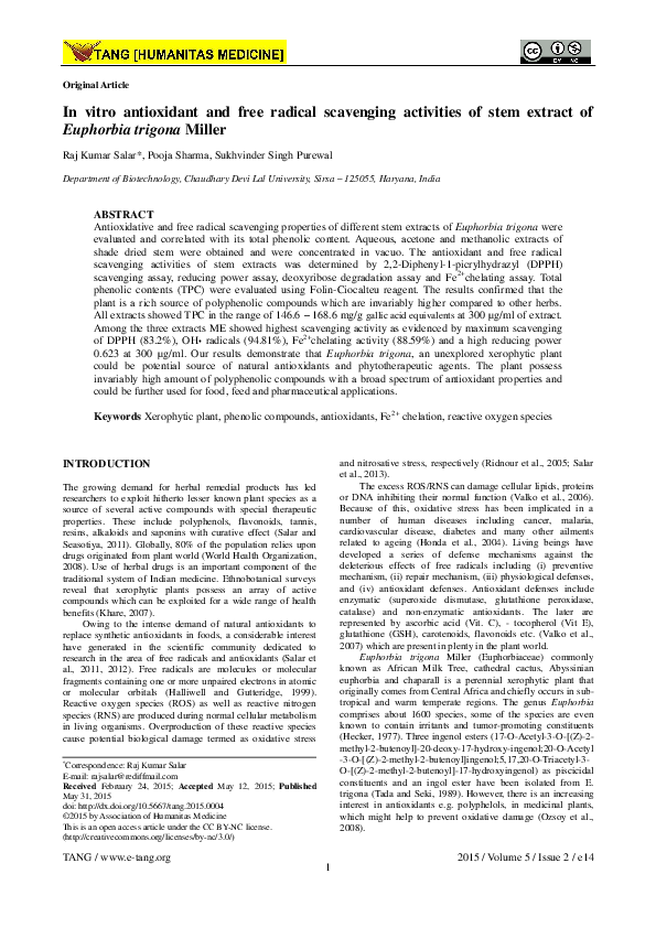 (PDF) In vitro antioxidant and free radical scavenging activities of