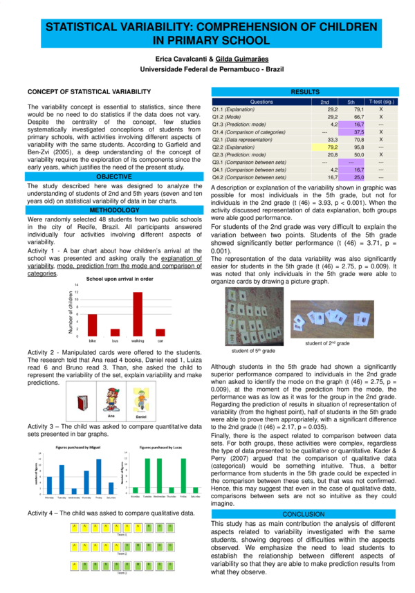(PDF) Statistical variability: comprehension of children in primary school