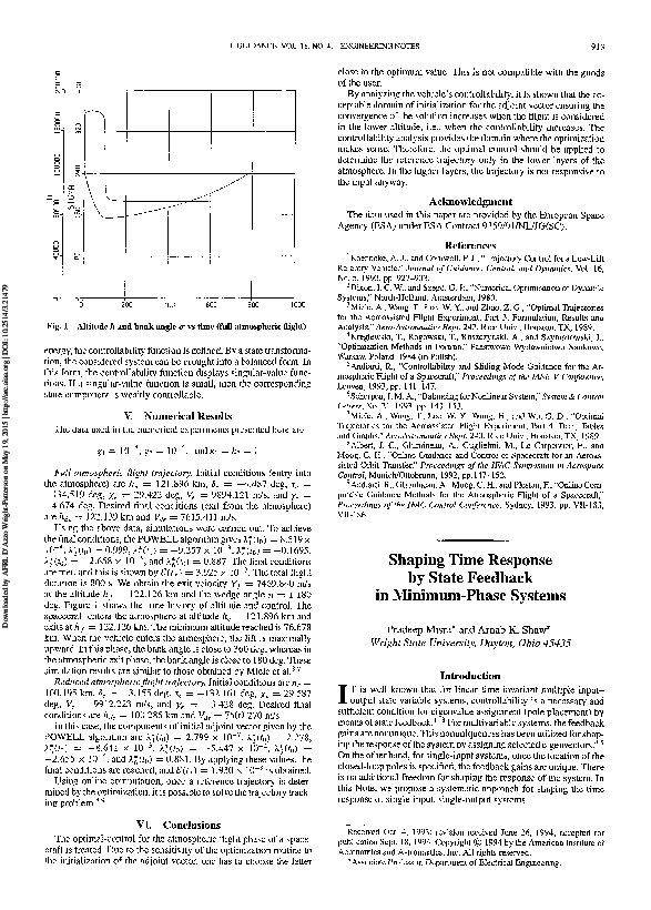 (PDF) Shaping time response by state feedback in minimum-phase systems