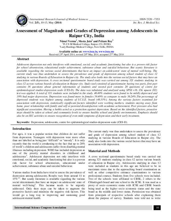 (PDF) Assessment of magnitude and grades of depression among ...