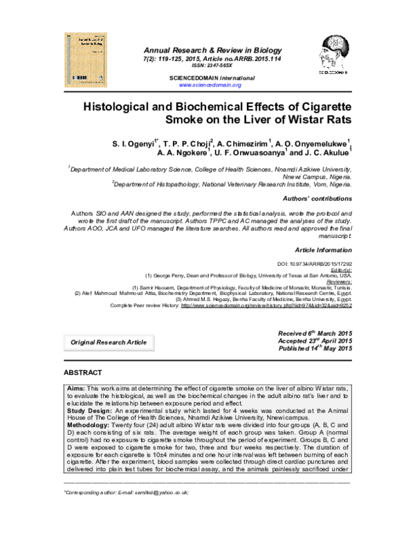 (PDF) Histological and Biochemical Effects of Cigarette Smoke on the ...