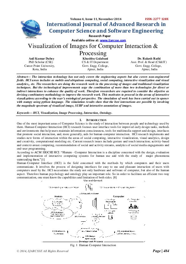 (PDF) Visualization of Images for Computer Interaction & Processing
