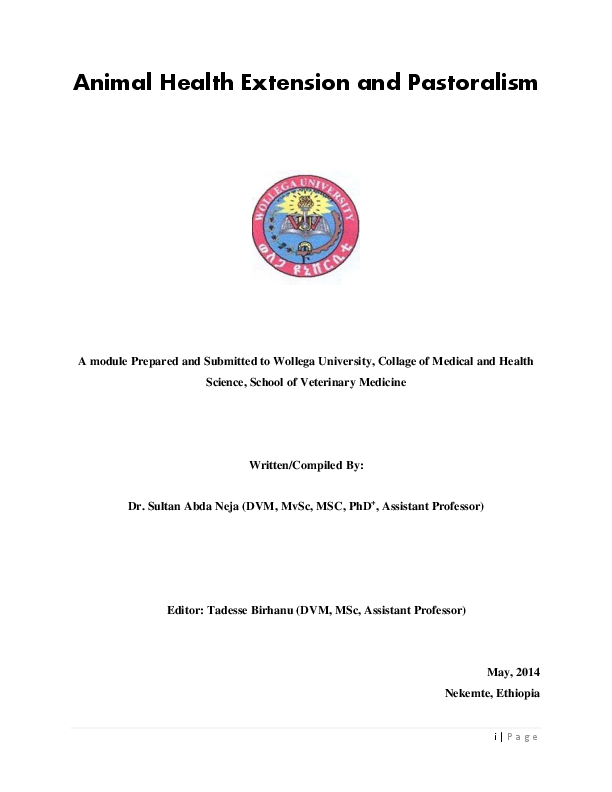 (PDF) Animal Health Extension and Pastoralism Sultan A Neja