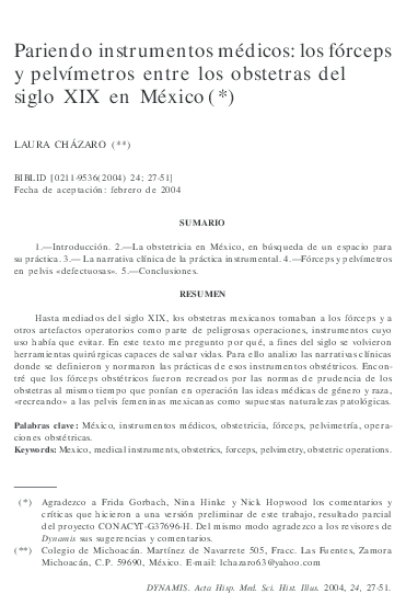 (PDF) Pariendo instrumentos médicos : los fórceps y pelvímetros entre ...