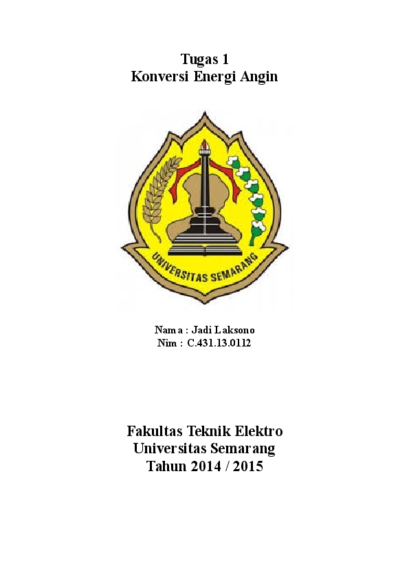 Tugas 1 Konversi Energi Angin