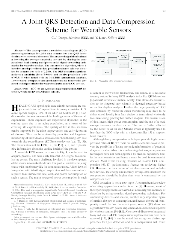 (PDF) A Joint QRS Detection and Data Compression Scheme for Wearable ...