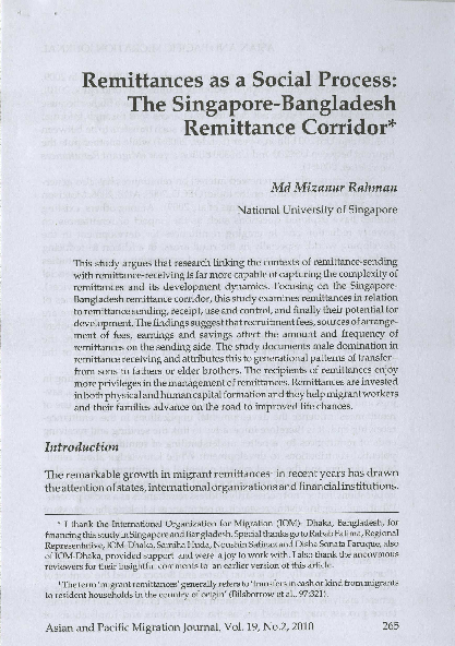 (PDF) Bangladeshi Migrant Workers in Singapore (Journal Article)