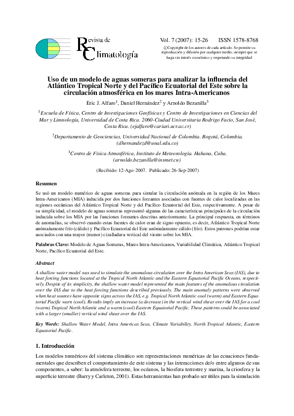 (PDF) Use of a shallow water model to analize the influence of the ...