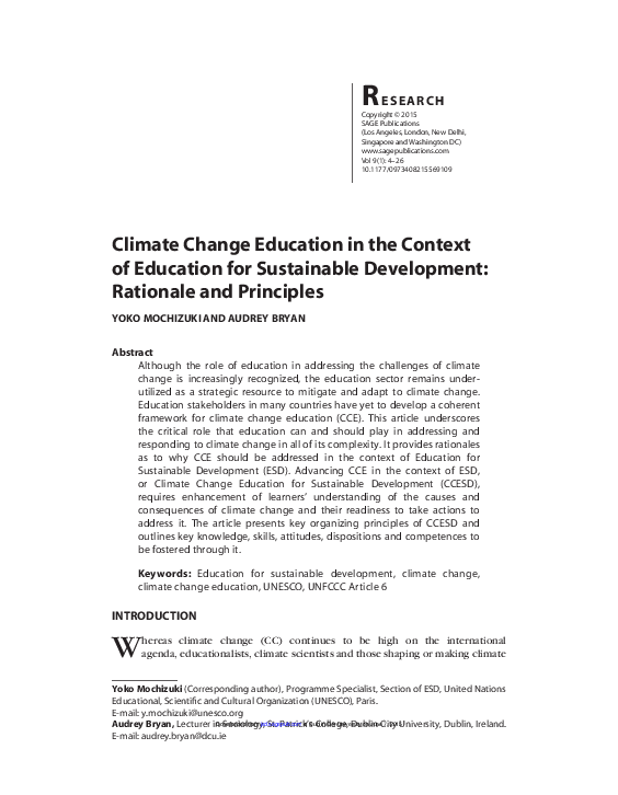 (PDF) Climate Change Education in the Context of Education for ...