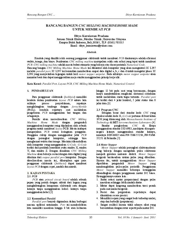 (PDF) RANCANG BANGUN CNC MILLING MACHINEHOME MADE UNTUK MEMBUAT PCB