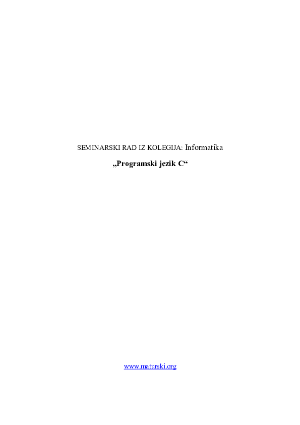 (DOC) O programskom jeziku C
