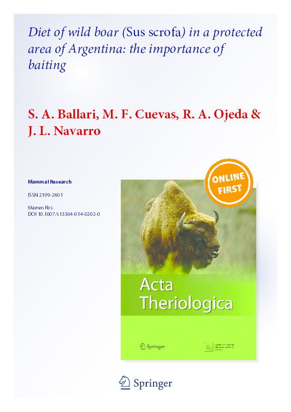 (PDF) Diet of wild boar (Sus scrofa) in a protected area of Argentina ...