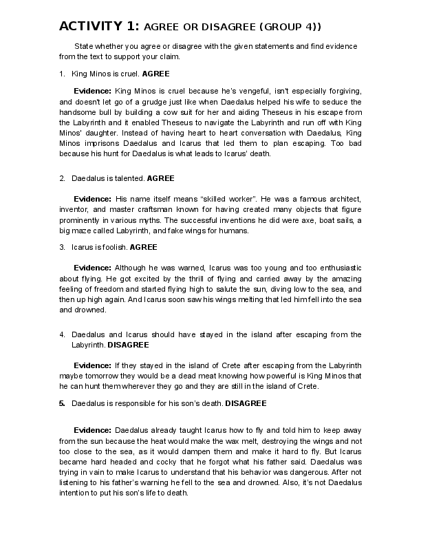 Doc Daedalus And Icarus Agree Or Disagree Maria Leticia Tolentino Academia Edu