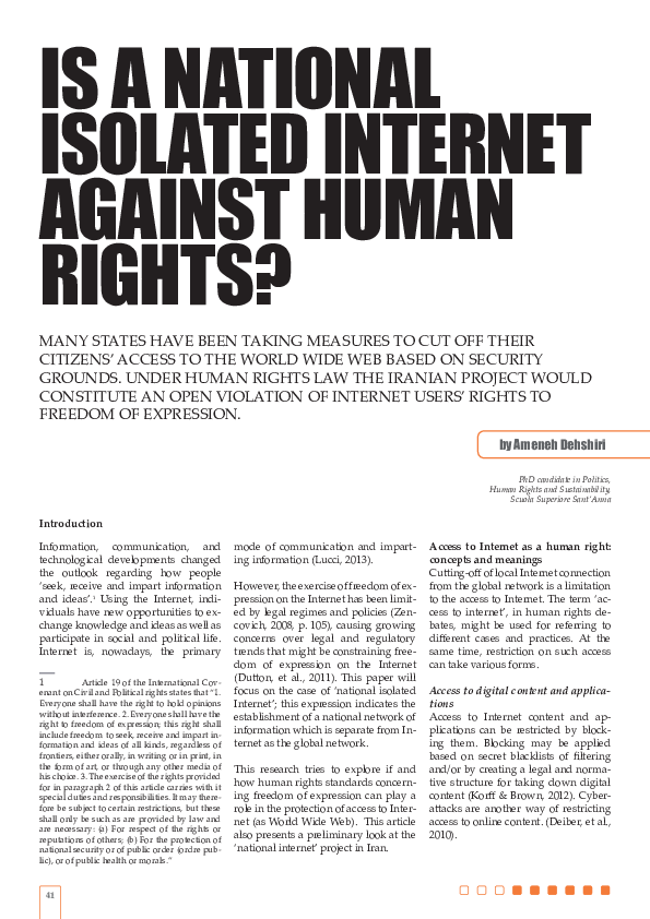 (PDF) Is a National Isolated Internet Against human rights?